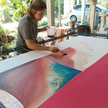 Load image into Gallery viewer, Hand painted Batik: Wave and Beach
